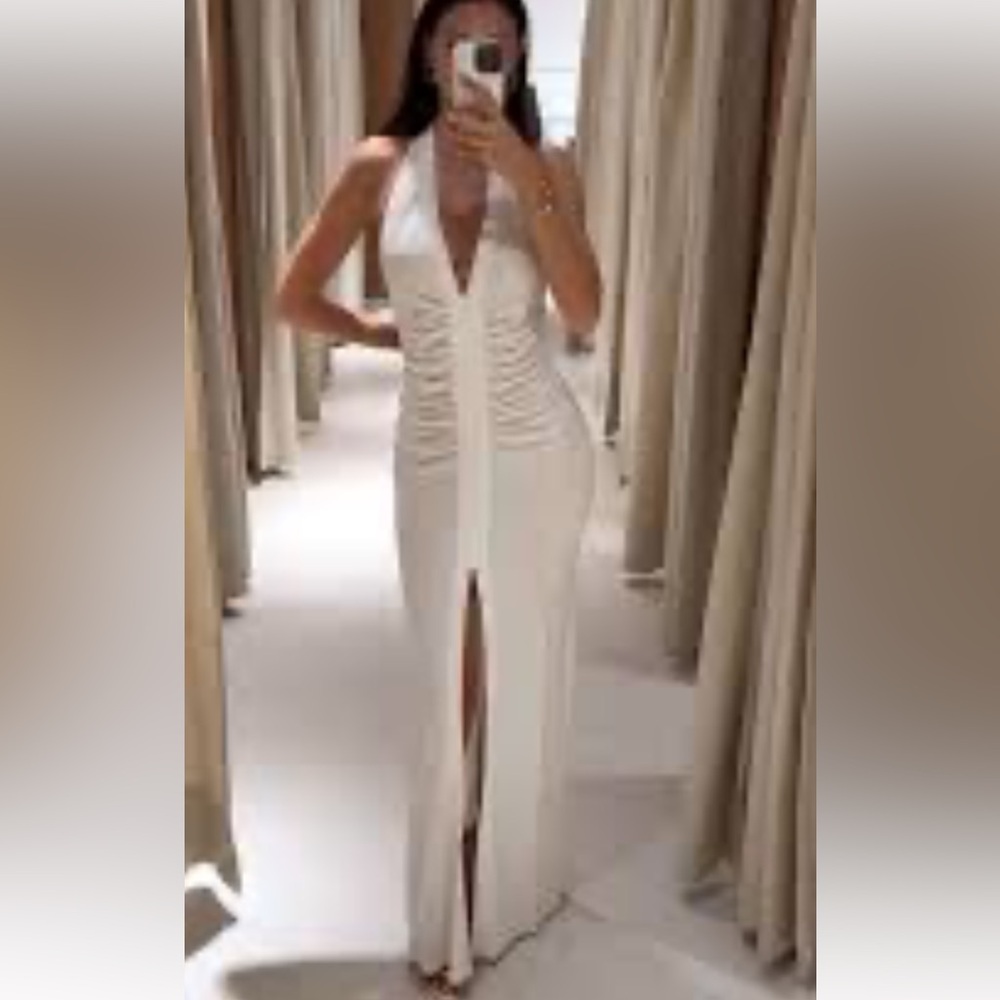 Victoria Beckham  x MANGO sz 6 NWTs White Draped Halter Dress